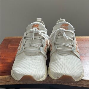 New Balance Womens Sneakers - Cream and Orange Accents